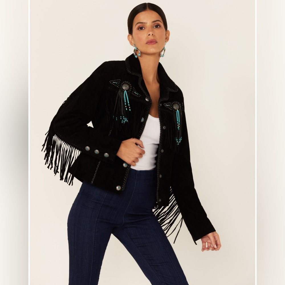Scully Fringe & Bead Suede Jacket